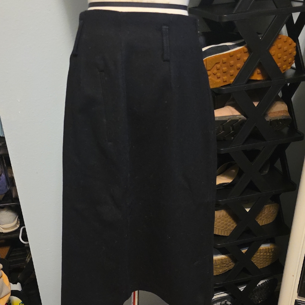 Vintage Leo Narducci The Sports Vendor Black Wool Mid Length Skirt 8